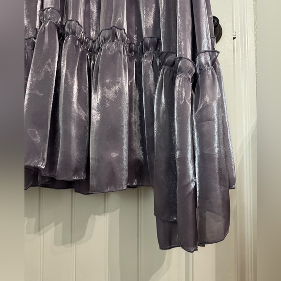 Purple satin square neckline Maxi dress - Picture 2 of 3